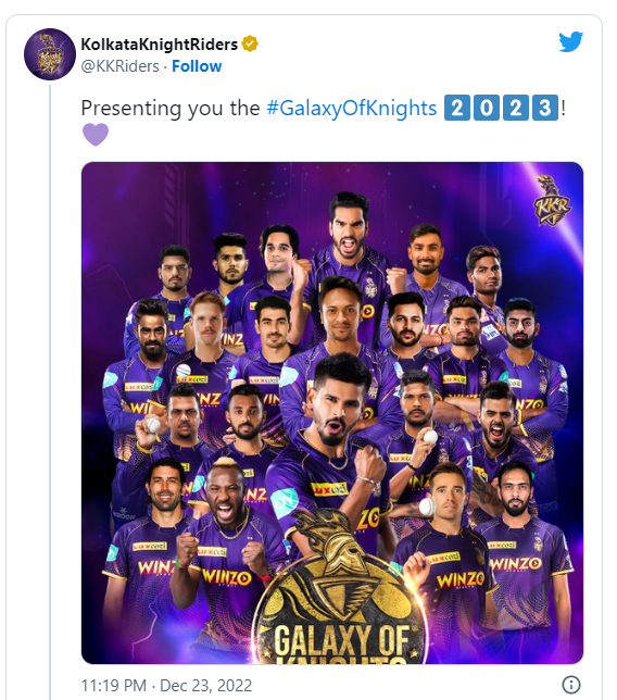 KKR Team Tweet