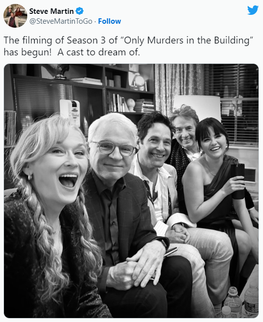 Only Murders in the Building Season 3 Tweet