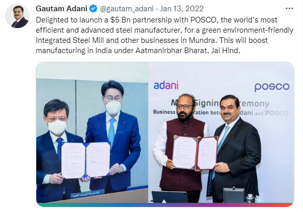 Adani Tweet 