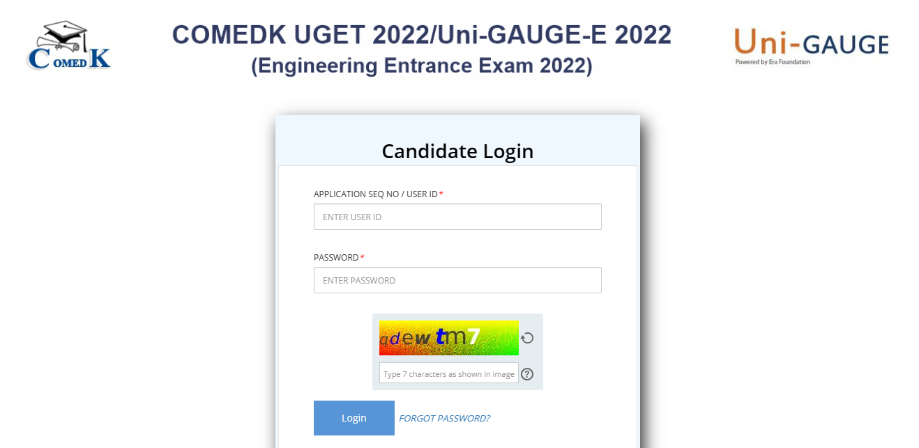 COMEDK UGET Registration Login