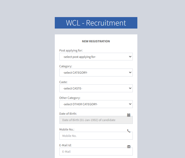 WCL Recruitment Registration 